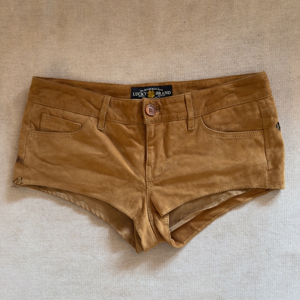 Lucky Brand Women's Micro Mini Tan Suede Shorts